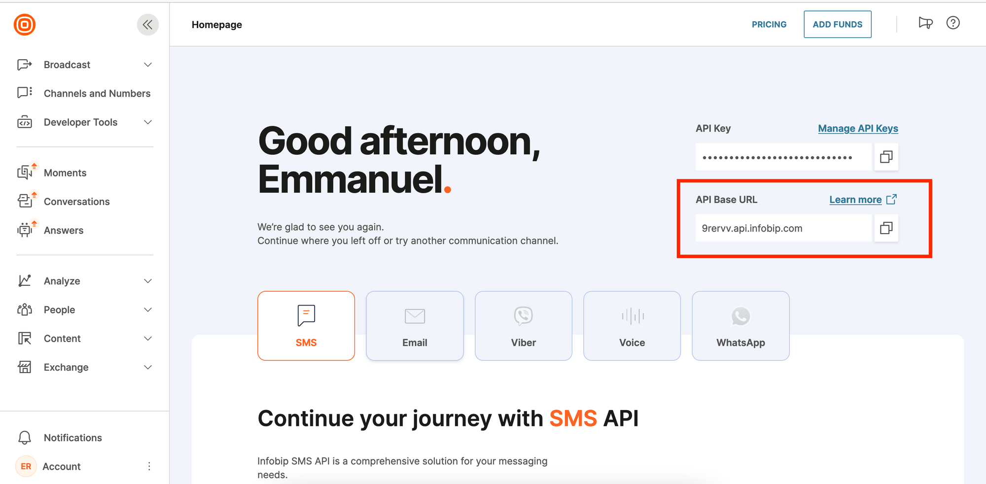 Your base URL is on the homepage